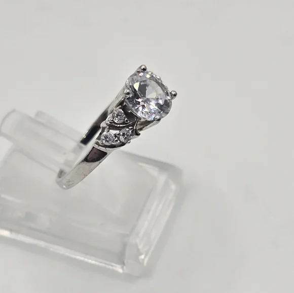 Vintage Sterling Silver PJM 2cwt Stone CZ Ring 925